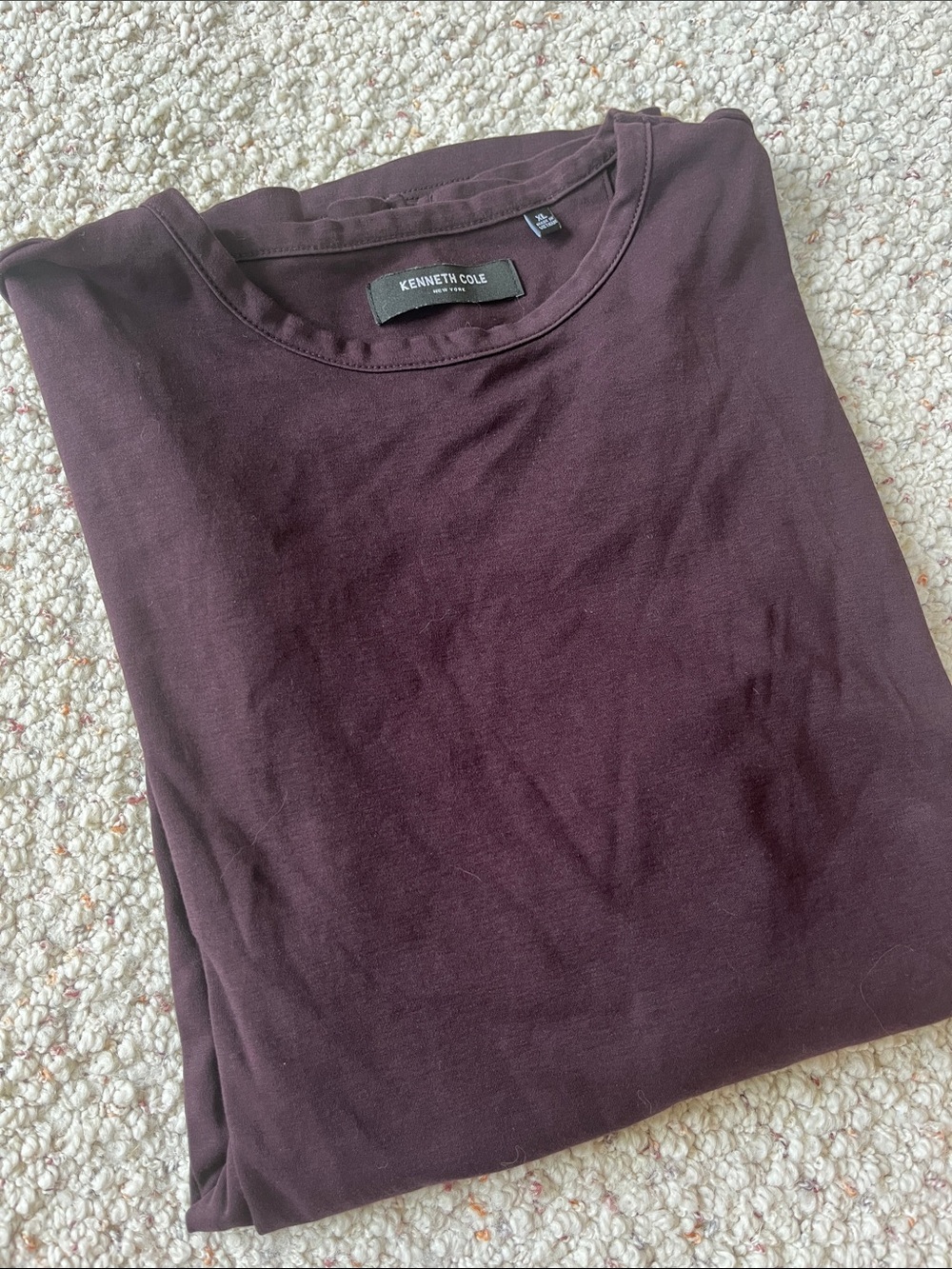 Kenneth Cole Men's Burgundy Crew Neck Tee